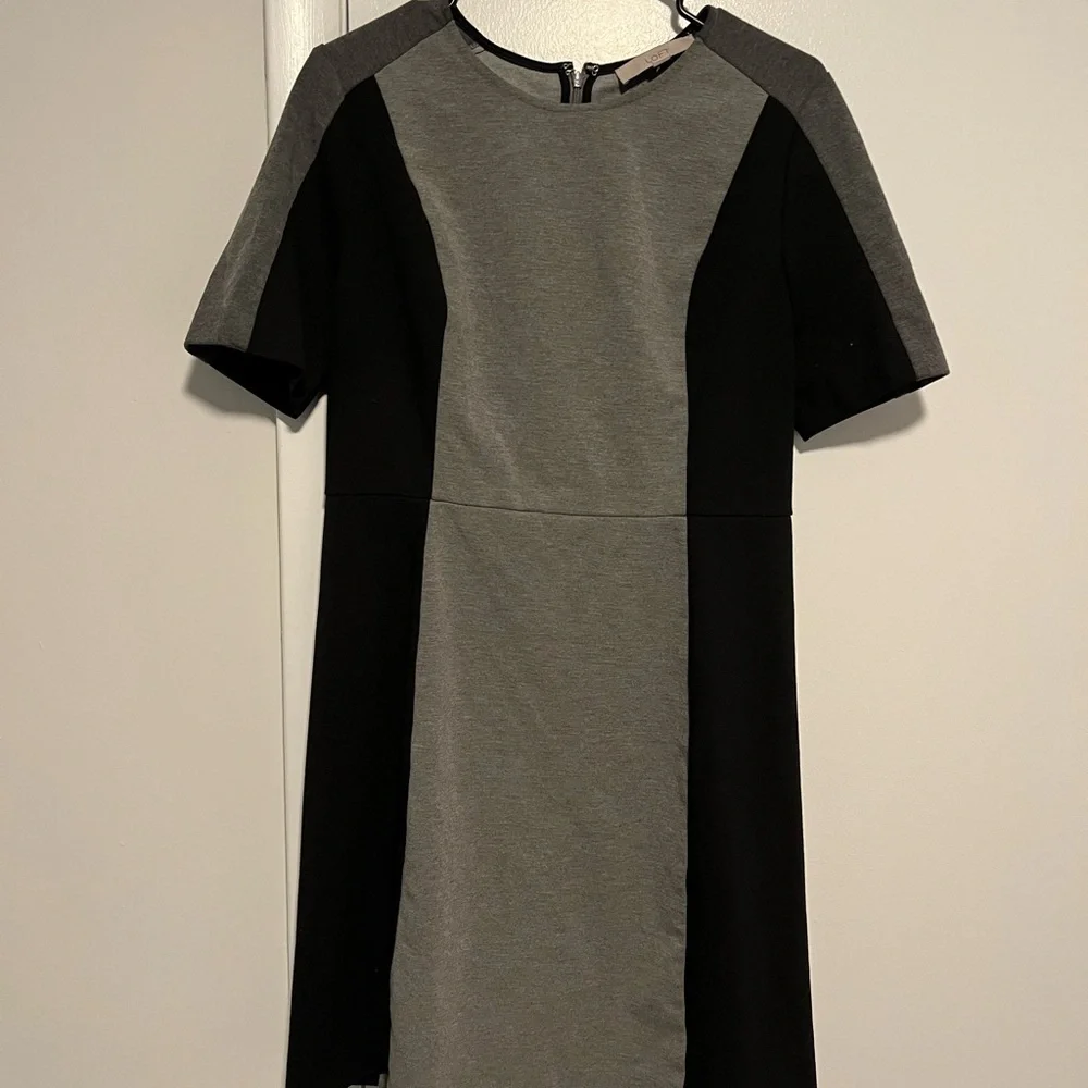 LOFT Black and Gray Dress - Picture 1 of 3